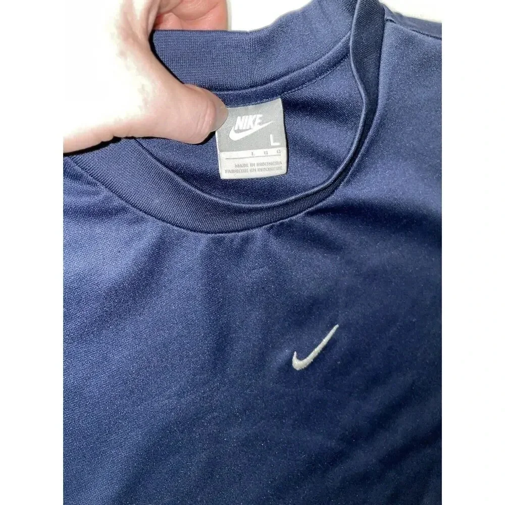 Vintage Nike Center Swoosh Shirt Men’s Large Embroidered Blue White‎ Y2K RARE